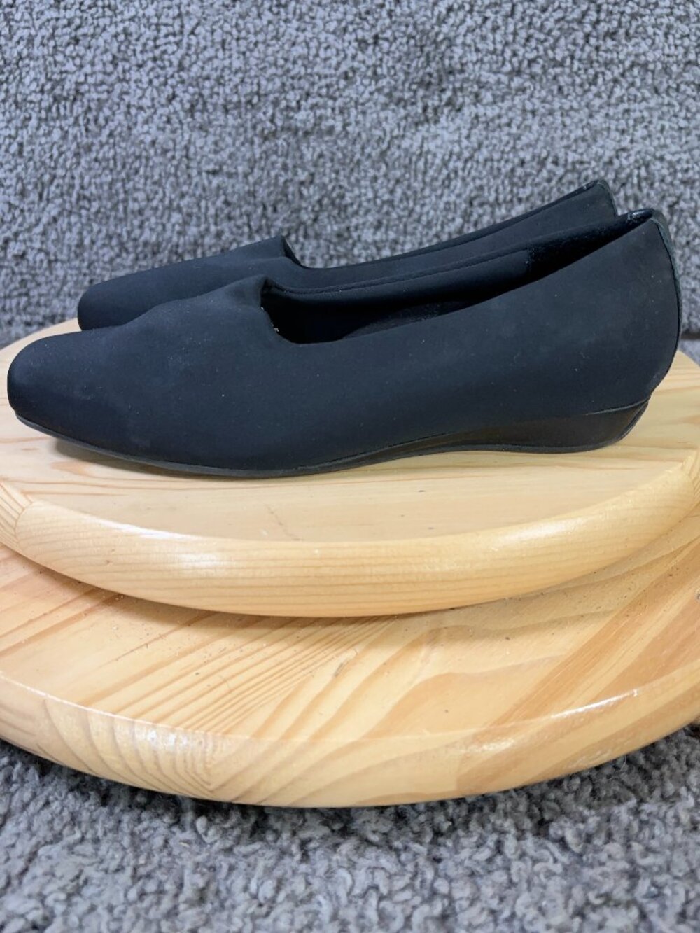Vionic Shoes Powell Wedge Loafer Womens Size 7.5 Black Slip On Square Toe Flats
